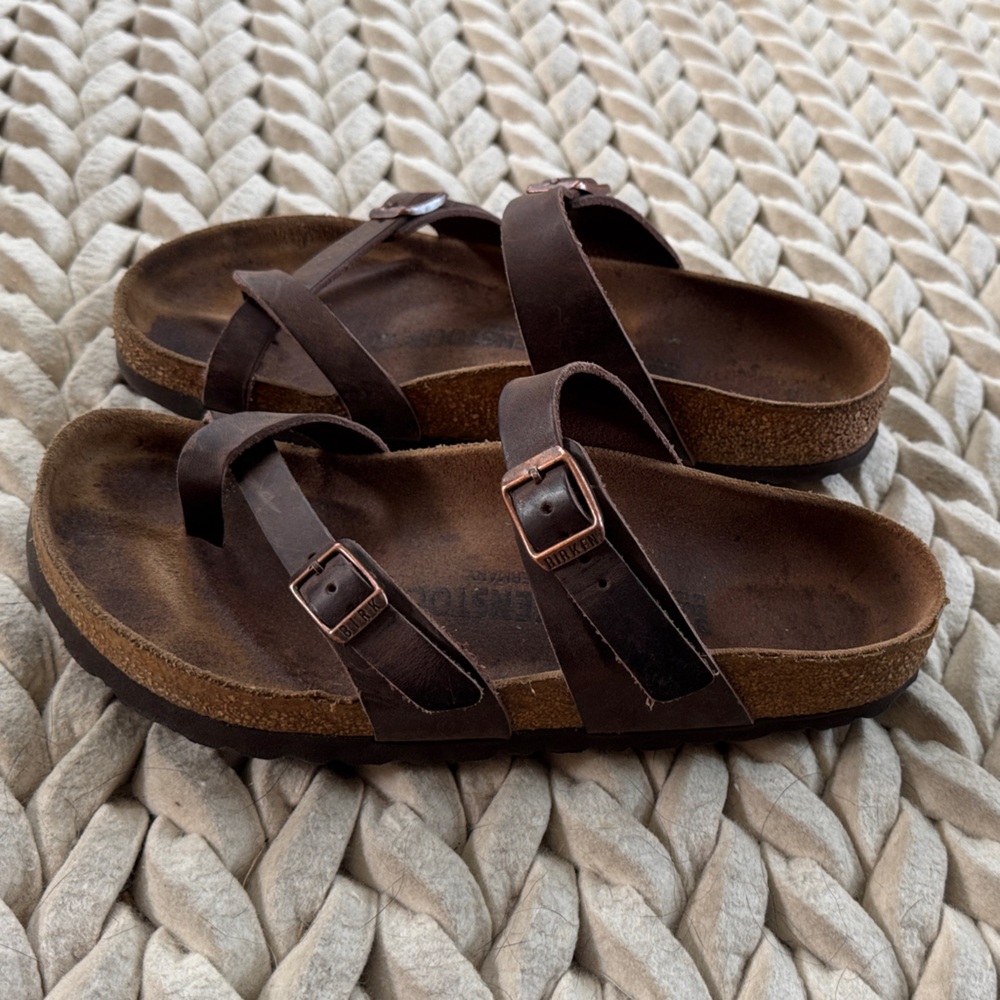 Birkenstock Dark Brown Leather Sandals - Picture 2 of 5